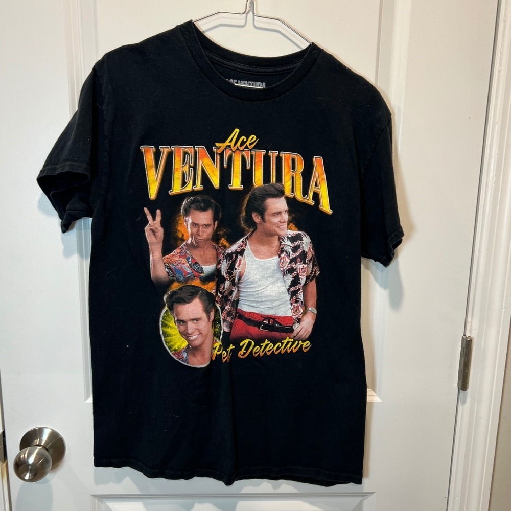 Ace‎ Ventura Mens T-Shirt Graphic Movie Promo Black Size M